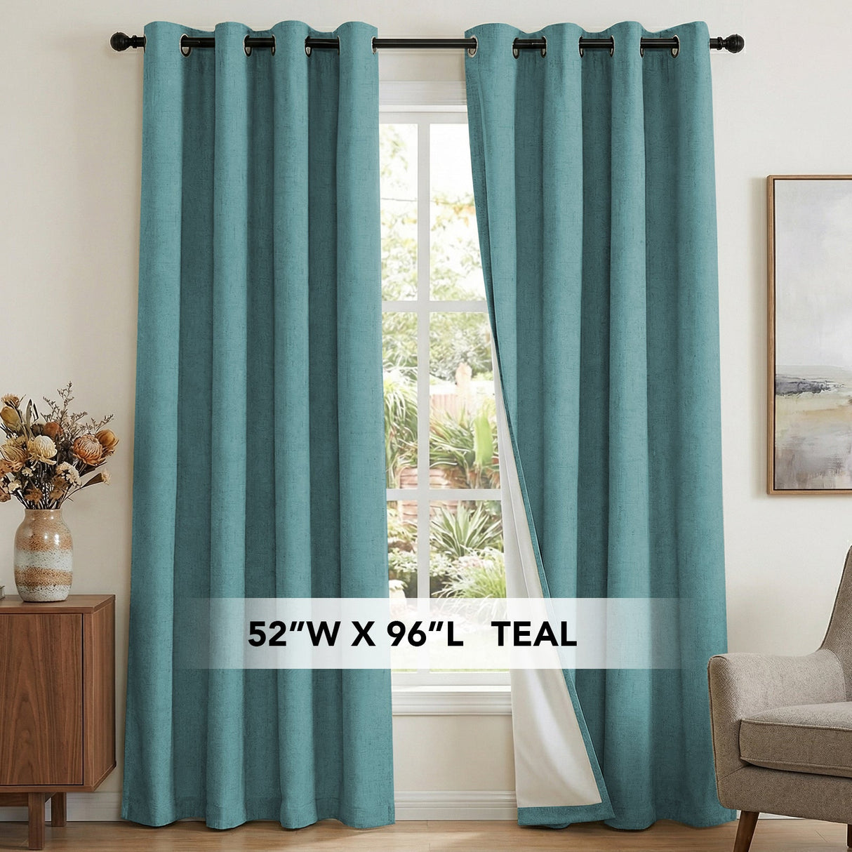 H.Versailtex Premium 100% Blackout Curtains Thermal Insulated White Liner Grommet Top Sold by 2 Panel