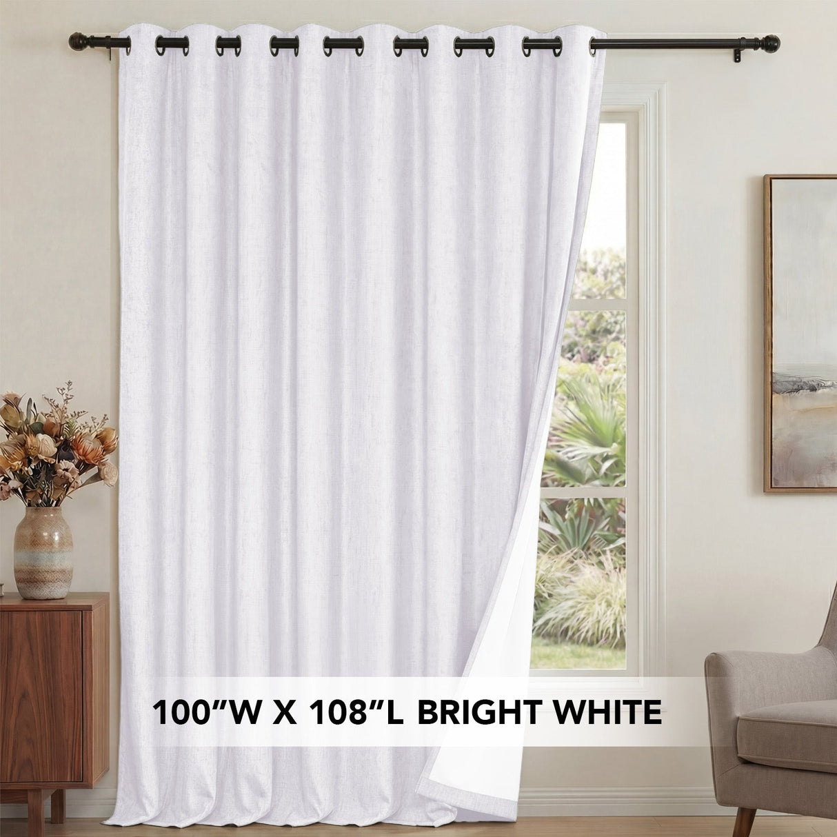 H.Versailtex 1 Panel Durable Thick Textured Linen Look Blackout Patio Door Grommet Curtain