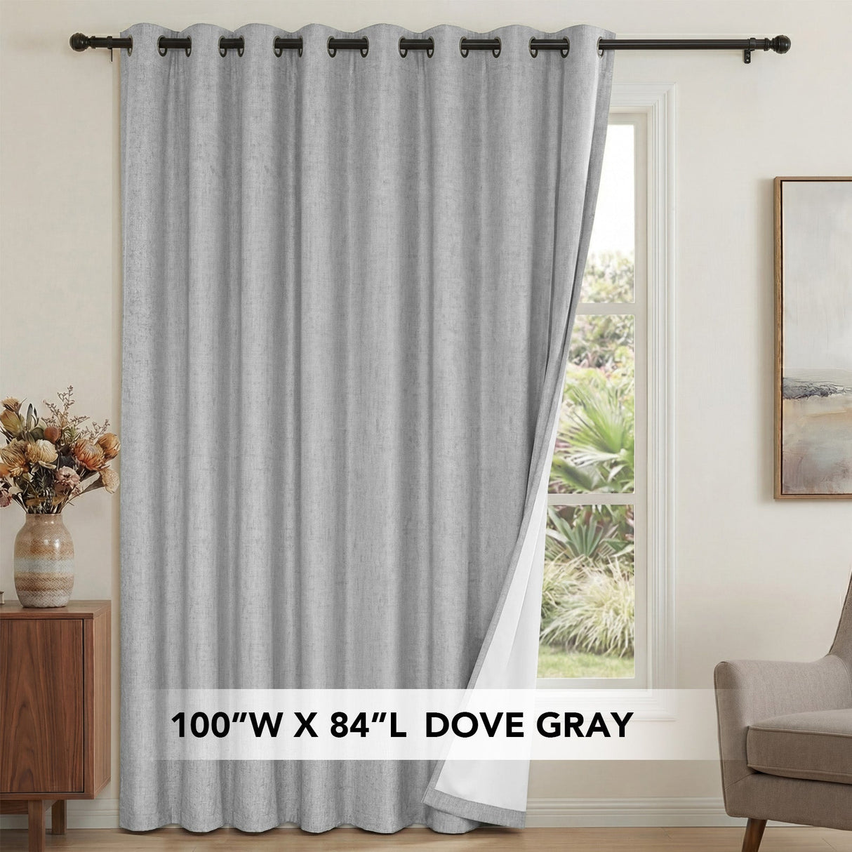 H.Versailtex 1 Panel Durable Thick Textured Linen Look Blackout Patio Door Grommet Curtain