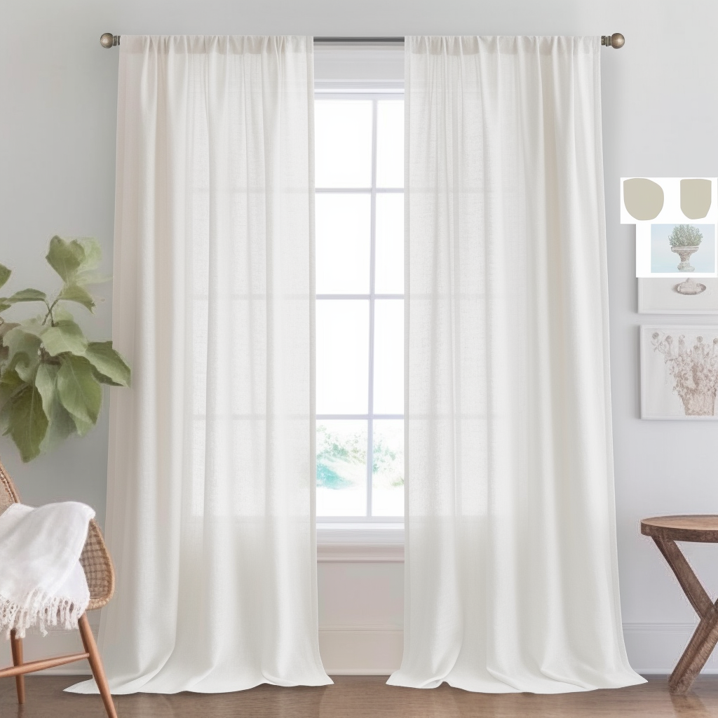 Rod Pocket Natural Linen Mixed Sheers Sold by 2 (52'' x 108'')