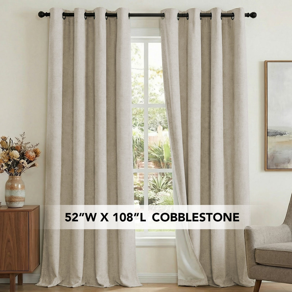 H.Versailtex Premium 100% Blackout Curtains Thermal Insulated White Liner Grommet Top Sold by 2 Panel