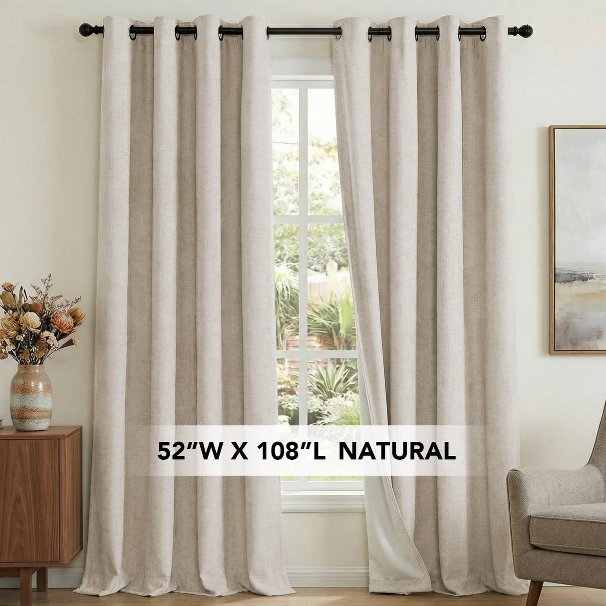 H.Versailtex Premium 100% Blackout Curtains Thermal Insulated White Liner Grommet Top Sold by 2 Panel