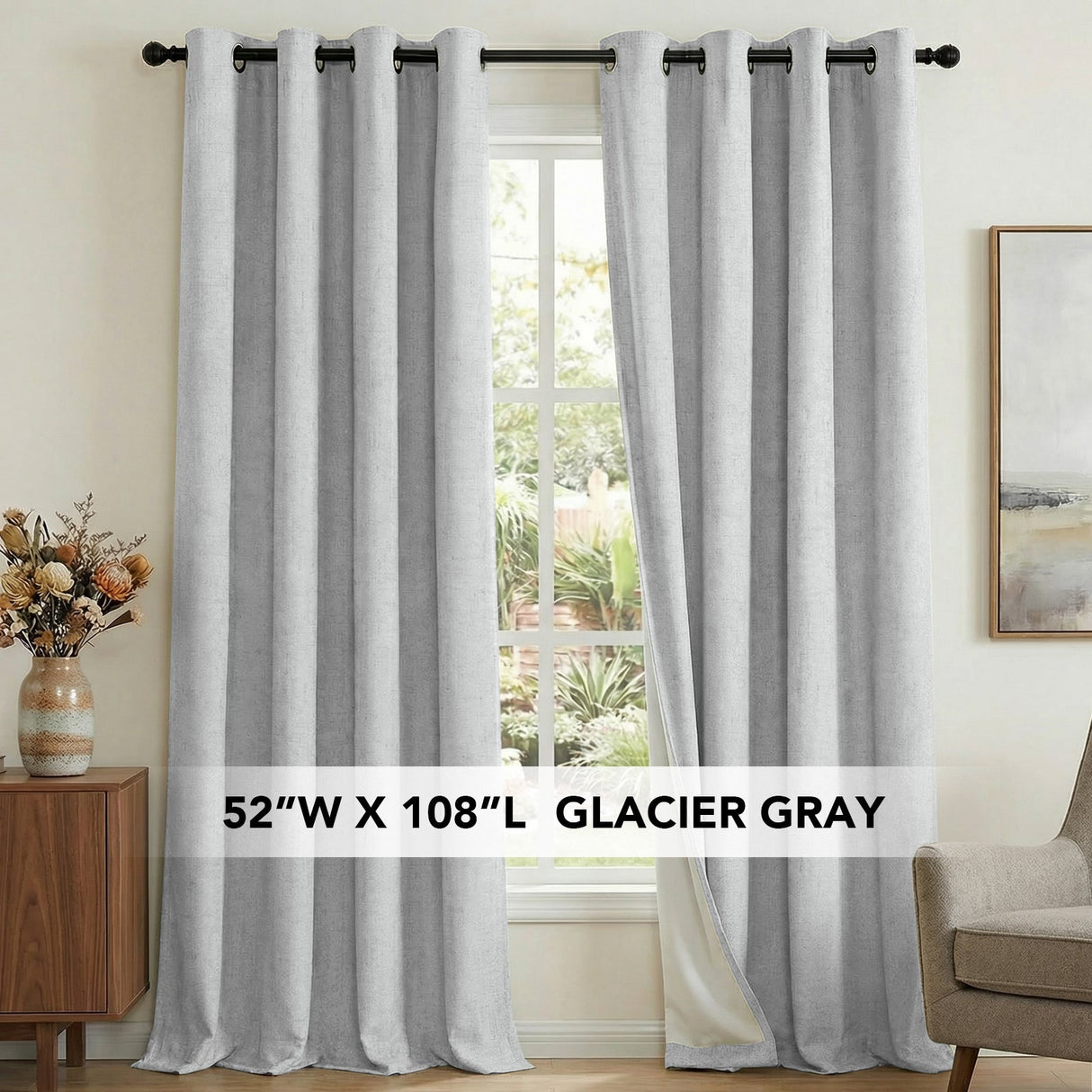 H.Versailtex Premium 100% Blackout Curtains Thermal Insulated White Liner Grommet Top Sold by 2 Panel