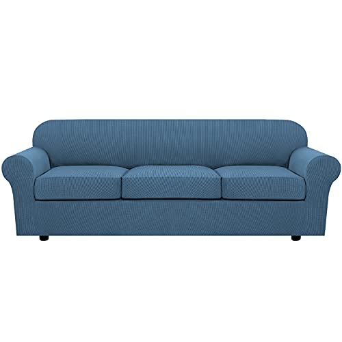 PrimeBeau 4 Pieces Premium Jacquard Sofa Slipcover Set, Sofa and Oversize Sofa