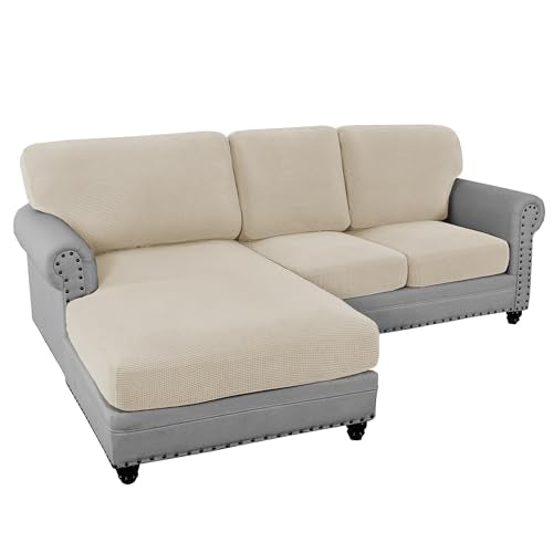 PrimeBeau 2024 New Sectional Couch Covers 6 Pieces Stretch Sofa Cover for Sectional Sofa Set Separate L Shaped Couch Cover for Both Left/Right Couch (Seat and Back: 1 Chaise for Loveseat)