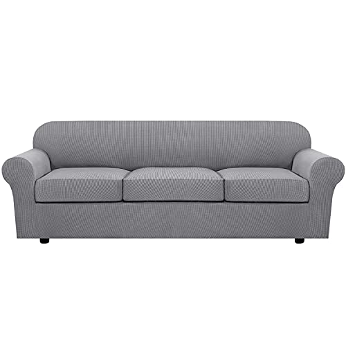 PrimeBeau 4 Pieces Premium Jacquard Sofa Slipcover Set, Sofa and Oversize Sofa