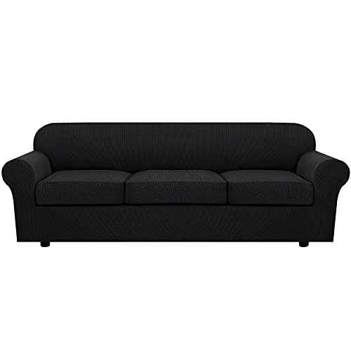 PrimeBeau 4 Pieces Premium Jacquard Sofa Slipcover Set, Sofa and Oversize Sofa
