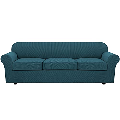 PrimeBeau Thicker Jacquard Fabric 3 Pieces Loveseat & Oversize Loveseat Covers for 2 Cushion Sofa Couch Slipcovers (Base Cover Plus 2 Seat Cushion Covers)