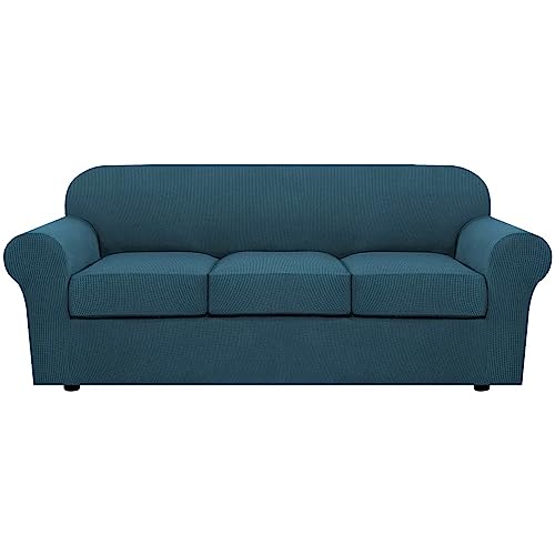 PrimeBeau Thicker Jacquard Fabric 3 Pieces Loveseat & Oversize Loveseat Covers for 2 Cushion Sofa Couch Slipcovers (Base Cover Plus 2 Seat Cushion Covers)