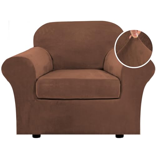 H.Versailtex Modern Velvet Plush High Stretch Sofa Slipcover with Elastic Bottom