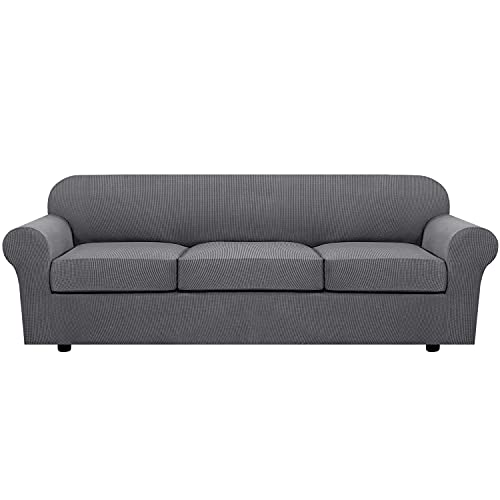 PrimeBeau 4 Pieces Premium Jacquard Sofa Slipcover Set, Sofa and Oversize Sofa