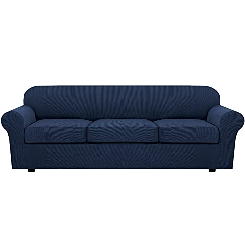 PrimeBeau 4 Pieces Premium Jacquard Sofa Slipcover Set, Sofa and Oversize Sofa