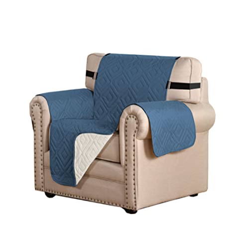 PrimeBeau Reversible Armchair Protector Slipcover Water Resistant Anti-Slip Couch Cover with Elastic Straps, Pets Protection, Stylish Decor, Easy Care
