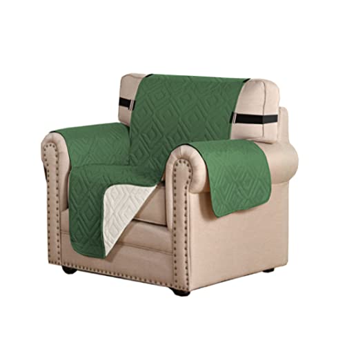 PrimeBeau Reversible Armchair Protector Slipcover Water Resistant Anti-Slip Couch Cover with Elastic Straps, Pets Protection, Stylish Decor, Easy Care