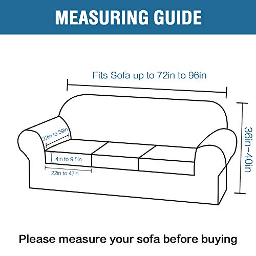 PrimeBeau Thicker Jacquard Fabric 3 Pieces Loveseat & Oversize Loveseat Covers for 2 Cushion Sofa Couch Slipcovers (Base Cover Plus 2 Seat Cushion Covers)