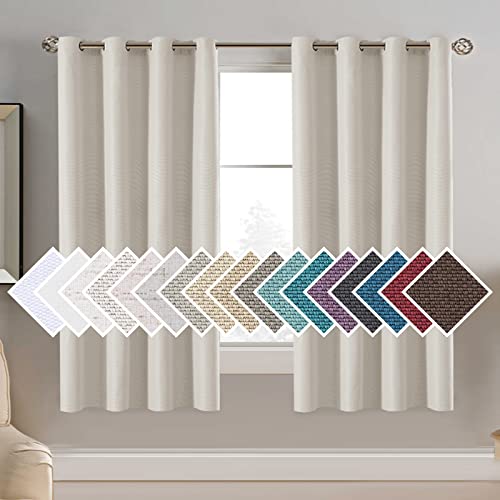 PrimeBeau Faux Linen Room Darkening Blackout Curtain Sold by 1 Panel, Short