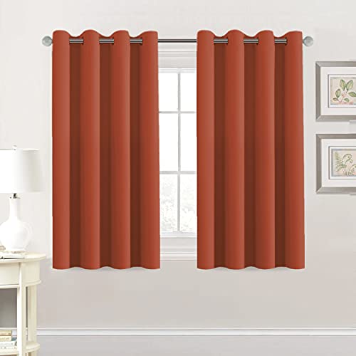 PrimeBeau Blackout Grommet Solid Color Curtain Set of 2 Panels, W52" Short