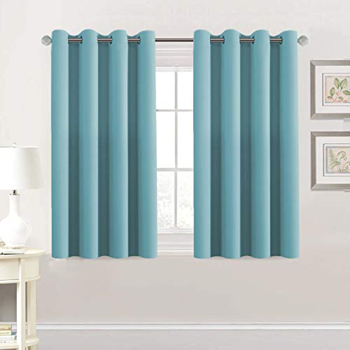 PrimeBeau Blackout Grommet Solid Color Curtain Set of 2 Panels, W52" Short