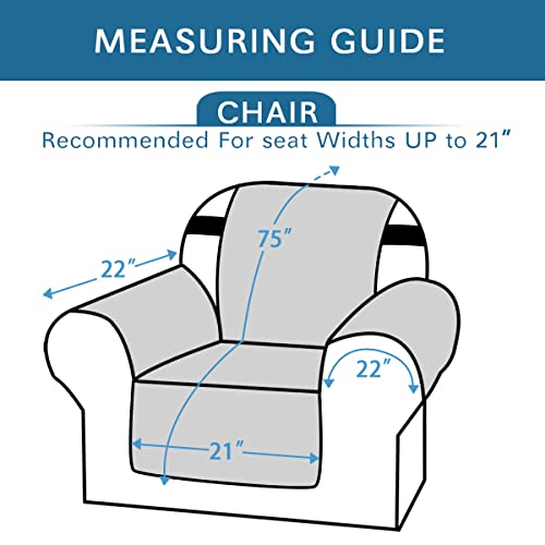 PrimeBeau 100% Waterproof Armchair Protectors Cover for Dogs Pets, Couch Covers Slipcovers Furniture Chair Protector with Non-Slip Strap on Back (Seat Width 21")