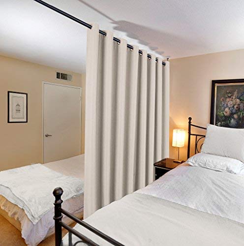 PrimeBeau Faux Linen Room Darkening/Room Dividing Curtain Draper Extra Wide & Long