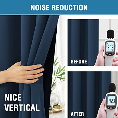 PrimeBeau 100% Blackout Curtains with Black Liner Back Tab Top, 2 Panels (52 Series)