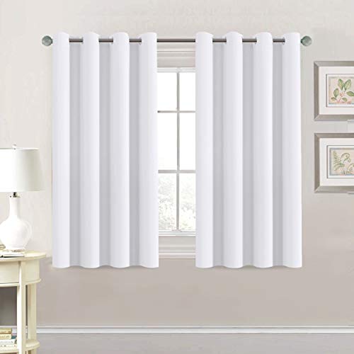 PrimeBeau Blackout Grommet Solid Color Curtain Set of 2 Panels, W52" Short