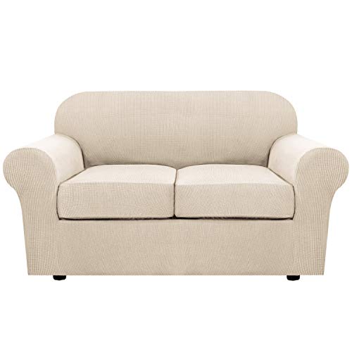 PrimeBeau 4 Pieces Premium Jacquard Sofa Slipcover Set, Sofa and Oversize Sofa