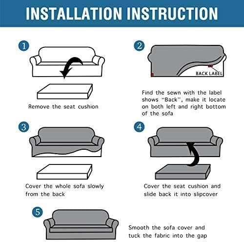 PrimeBeau 2 Pieces Chair Covers for Armchair &Oversize Armchair Covers for Living Room Furniture Cover Suit for T Cushion/Box Cushion, Spandex Jacquard Fabric Small Checks