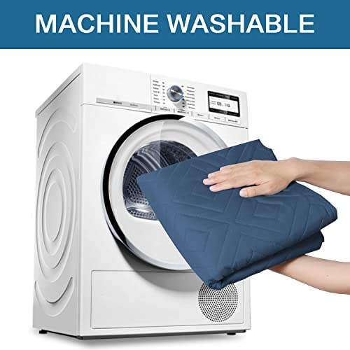 H.VERSAILTEX Reversible Quilted Recliner Covers Water Resistant Furniture Protector for Reclienr Chair with Elastic Straps for Pets Kids Sitting Width Up to 22"(Recliner, Dark Blue/Beige)