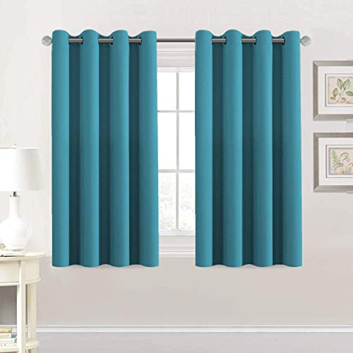 PrimeBeau Blackout Grommet Solid Color Curtain Set of 2 Panels, W52" Short