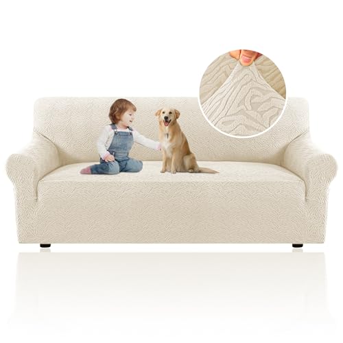 PrimeBeau Leopard Pattern Jacquard Couch Covers for 3 Cushion Couch