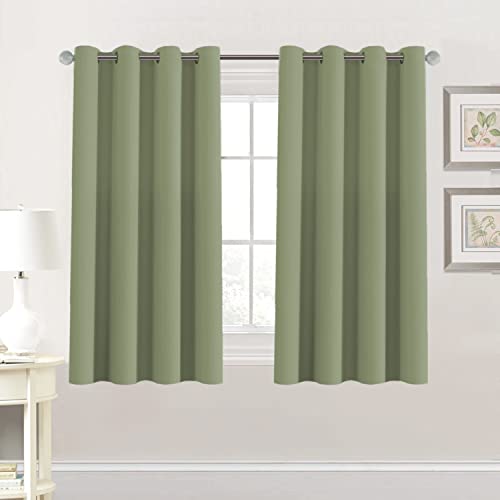PrimeBeau Blackout Grommet Solid Color Curtain Set of 2 Panels, W52" Short