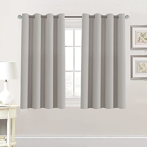 PrimeBeau Blackout Grommet Solid Color Curtain Set of 2 Panels, W52" Short