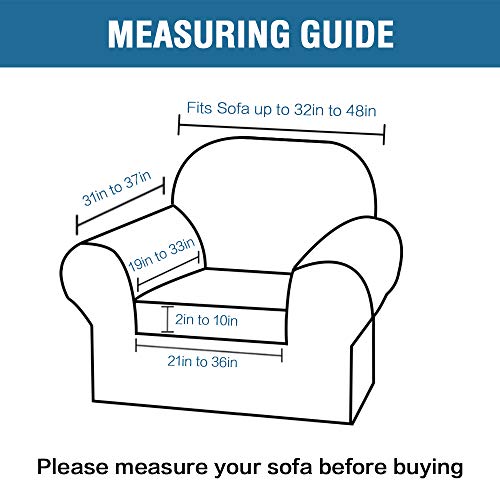 PrimeBeau Super Stretch 2 Set of Armchair Slipcovers, Floral Pattern, Luxurious Fleece Bouncy Modern Style Pet Friendly,Easy Care