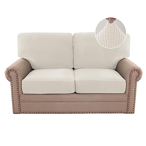 PrimeBeau 2024 New Trend Multi-Pieces Sofa Covers Stretch Couch Covers Form Fitted Seats and Back Cushions Covers (2 Seat Covers Plus 2 Back Cusion Covers, Bonus 2 Armrest Covers)