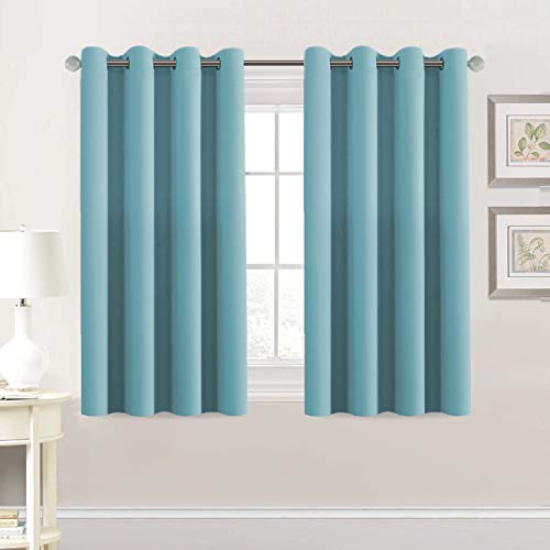PrimeBeau Blackout Grommet Solid Color Curtain Set of 2 Panels, W52" Short