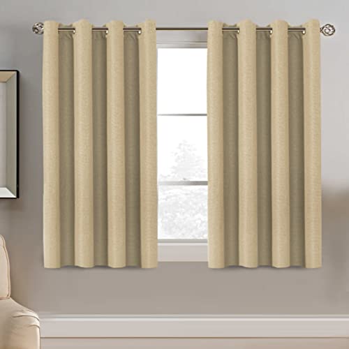 PrimeBeau Faux Linen Room Darkening Blackout Curtain Sold by 1 Panel, Short