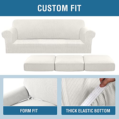 PrimeBeau 4 Pieces Premium Jacquard Sofa Slipcover Set, Sofa and Oversize Sofa