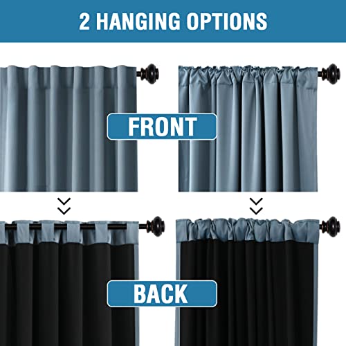PrimeBeau 100% Blackout Curtains with Black Liner Back Tab Top, 2 Panels (52 Series)