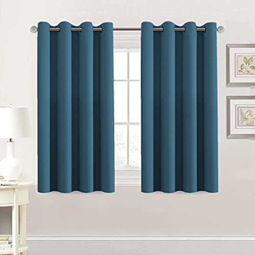 PrimeBeau Blackout Grommet Solid Color Curtain Set of 2 Panels, W52" Short
