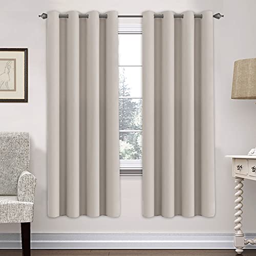 PrimeBeau Blackout Essential Grommet Thermal Curtain 2 Panels, W52" Long