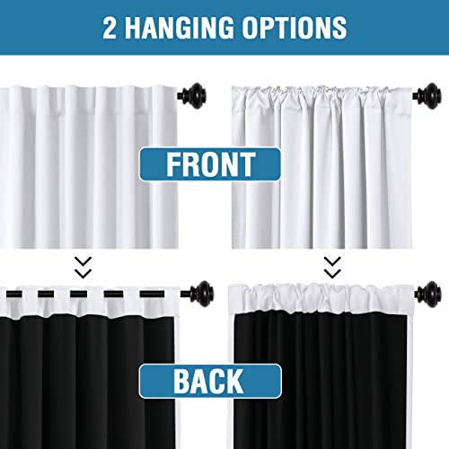 PrimeBeau 100% Blackout Curtains with Black Liner Back Tab Top, 2 Panels (52 Series)