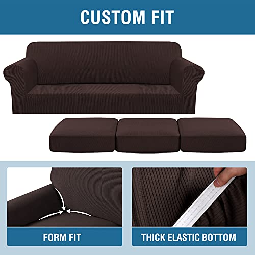 PrimeBeau 4 Pieces Premium Jacquard Sofa Slipcover Set, Sofa and Oversize Sofa