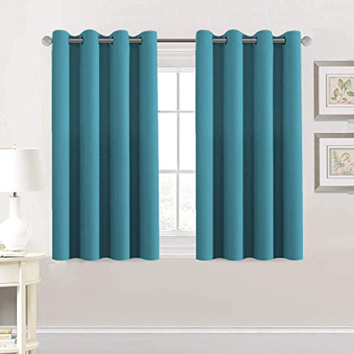 PrimeBeau Blackout Grommet Solid Color Curtain Set of 2 Panels, W52" Short