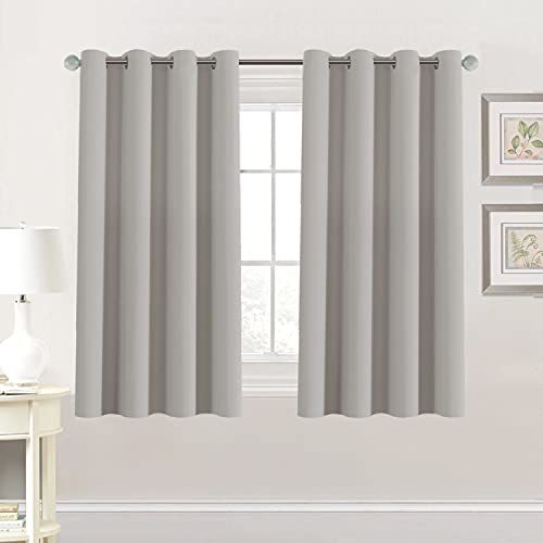 PrimeBeau Blackout Grommet Solid Color Curtain Set of 2 Panels, W52" Short