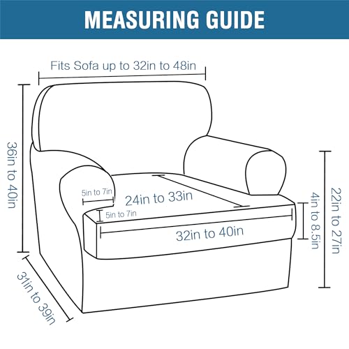 PrimeBeau 2 Piece Armchair Slipcovers Thick Velvet Couch Cover Furniture Protector Stretch Sofa Covers for 1 Cushion Couch with 1 Individual T Cushion Covers Washable