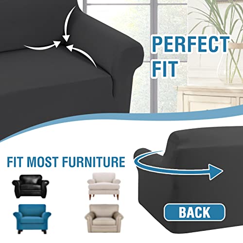 PrimeBeau 2023 Version Armchair Cover 1-Piece Stretch Couch Covers for 1 Cushion Couch Sofa Cover Spandex Non Slip Soft Form Fit Furniture Protector with Elastic Bottom