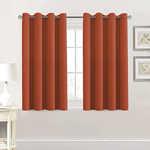 PrimeBeau Blackout Grommet Solid Color Curtain Set of 2 Panels, W52" Short