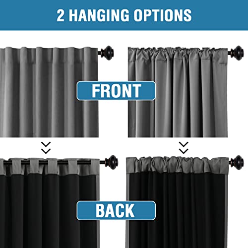 PrimeBeau 100% Blackout Curtains with Black Liner Back Tab Top, 2 Panels (52 Series)