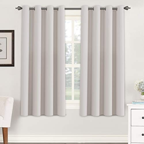 PrimeBeau Blackout Grommet Solid Color Curtain Set of 2 Panels, W52" Short